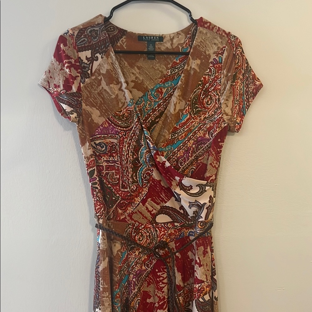 Ralph Lauren Terracotta and Cream Dress